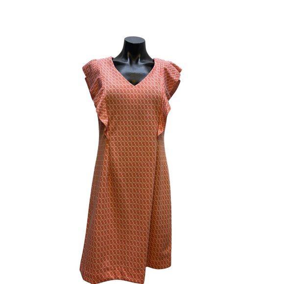 NWT Tyler Boe Ellie Dress Coral Links Ruffle Sleeve M - Picture 1 of 5